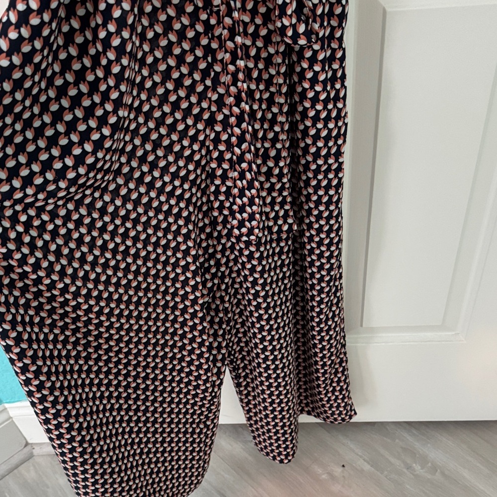 Max Studio Navy And Orange Patterned Jumpsuit - image 3